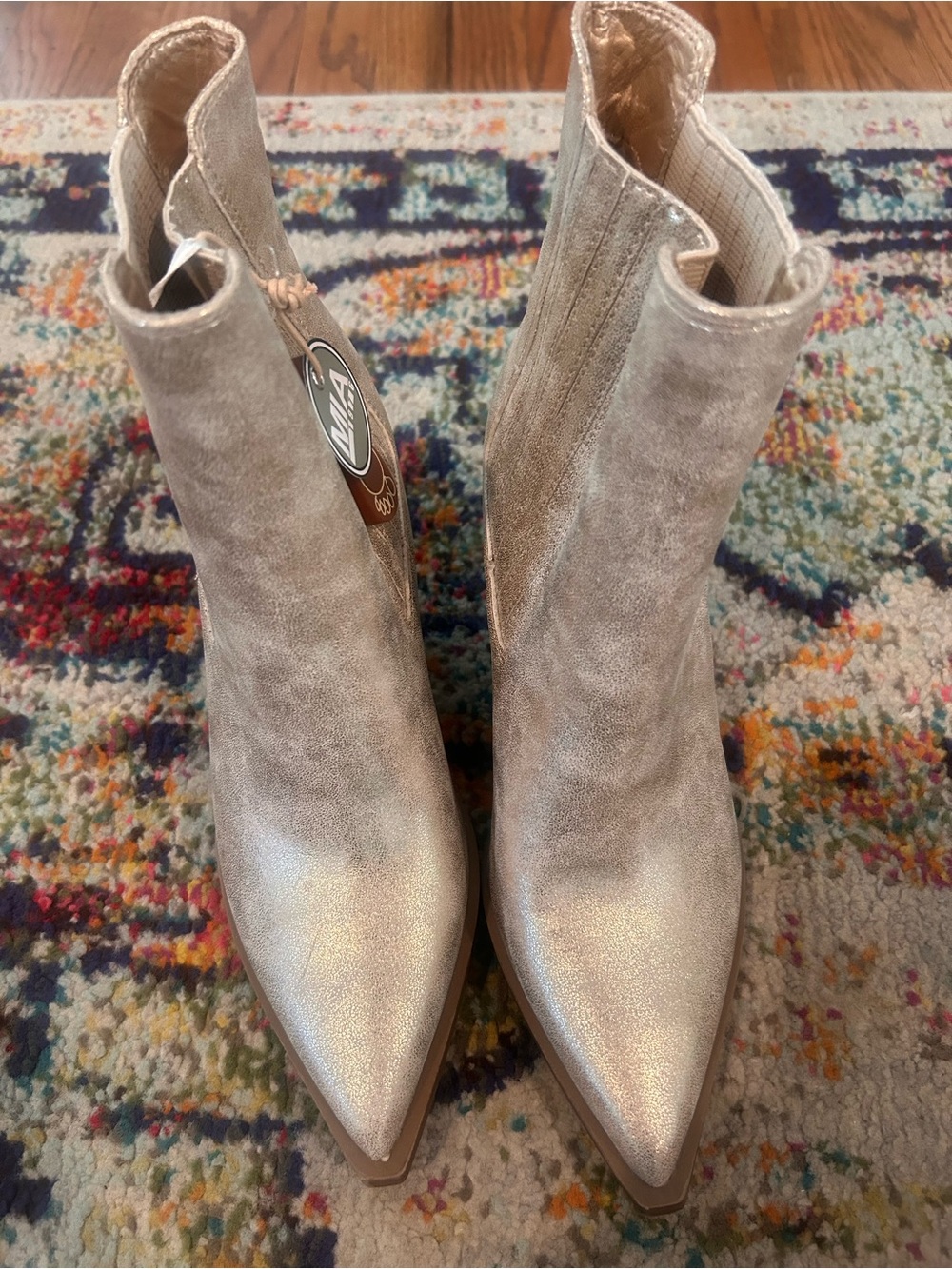 MIA Metallic Champagne Pointed Toe Ankle Booties